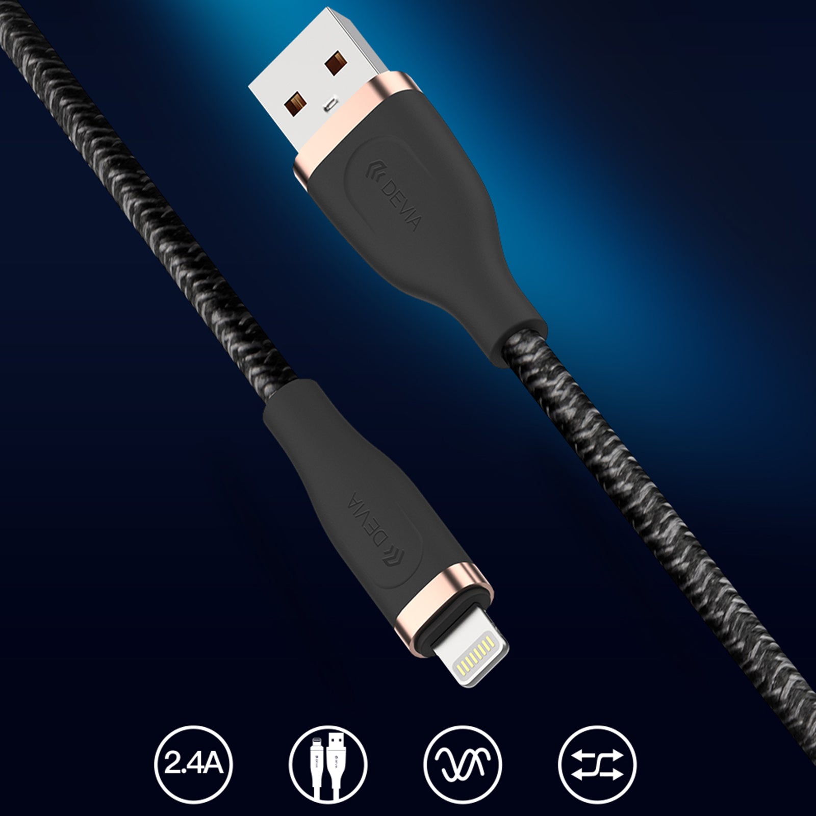 DEVIA Star Series EC417 1.5m USB-A to Lightning 2.4A Quick Charge Cable Data Sync Cord DEVIA Star Series EC417 1.5m USB-A to Lightning 2.4A Quick Charge Cable Data Sync Cord